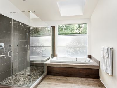 Spa-Style Shower with Glass Enclosure